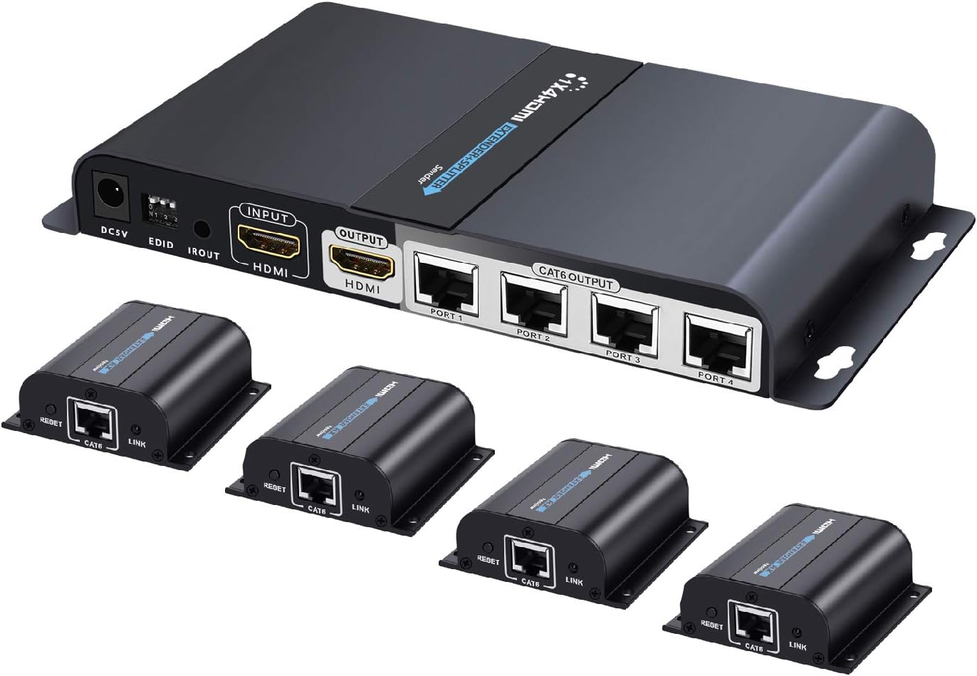 8 Port HDMI Extender Splitter over Cat6/Cat7 Cable with IR Remote Control Y168652
