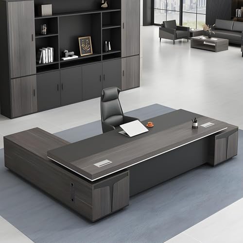 Large Executive Desk with Drawer L-Shaped Computer Desk with Drawers H269