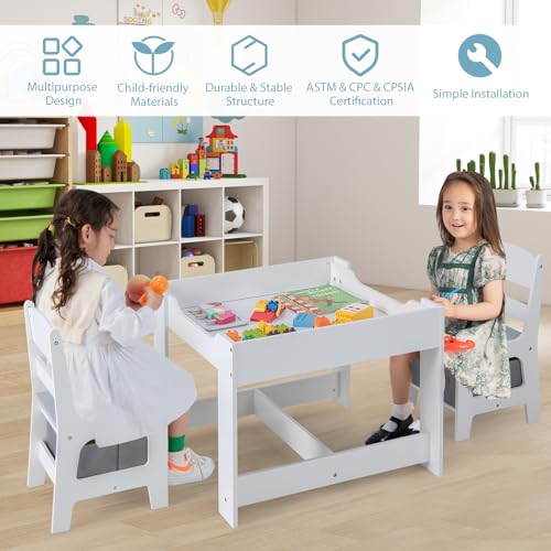 Pink Kids Table and Chair Set with Storage S650217