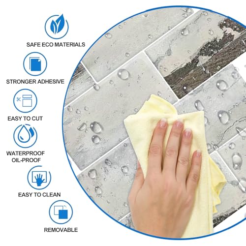 Teal Green Peel and Stick Backsplash Tile Subway Self Adhesive 3D Mosaics Waterproof Wall Panels (12x10") (1-Sheet) H748