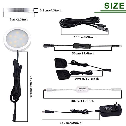 Black 8 Pack LED Puck Lights with RF Wireless Remote Control S1976