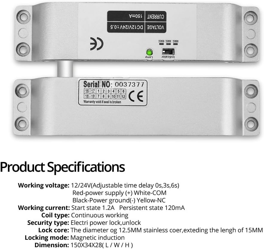 RFID Access Control Keypad 125KHz with DC12V Electric Lock, 3A Power Supply, Exit Button, 10pcs ID Key Cards T333
