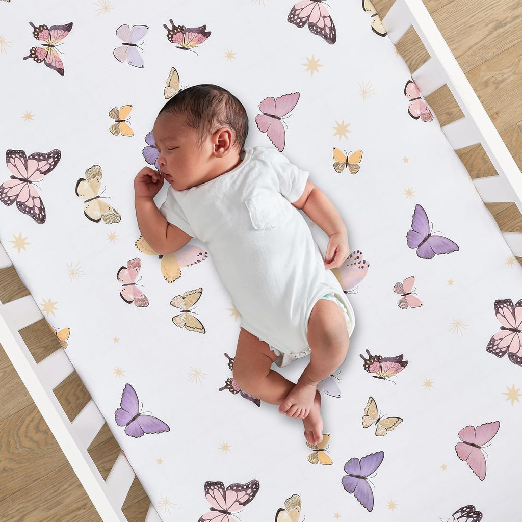 Pink/Gold 3-Piece Nursery Baby Crib Bedding Set J6932