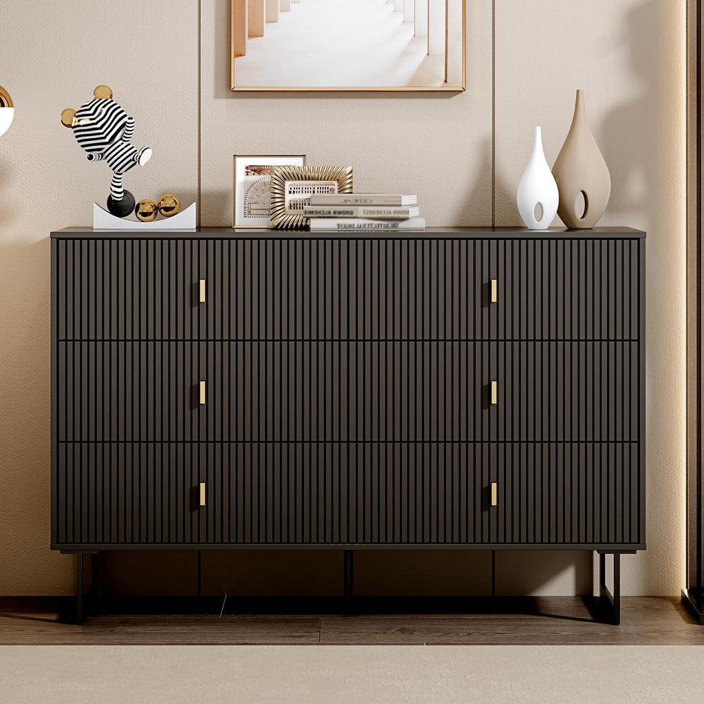 Black 6 Drawer Dresser W980