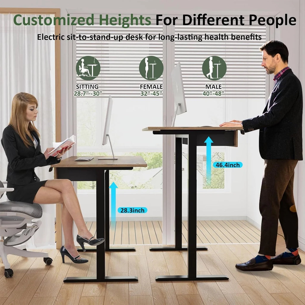 45" Electric Standing Desk with 2 Drawers Adjustable Height D96356