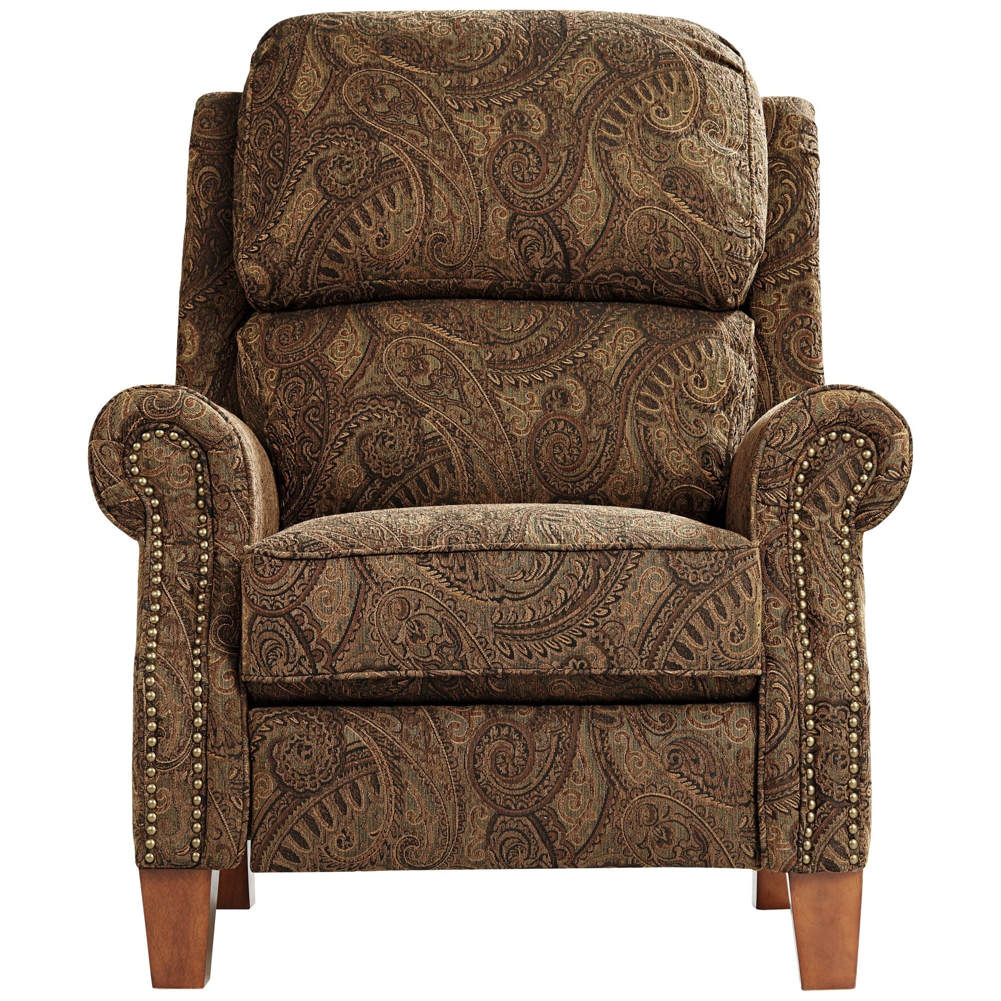 Warm Brown Paisley Patterned Fabric Recliner Chair Z64809