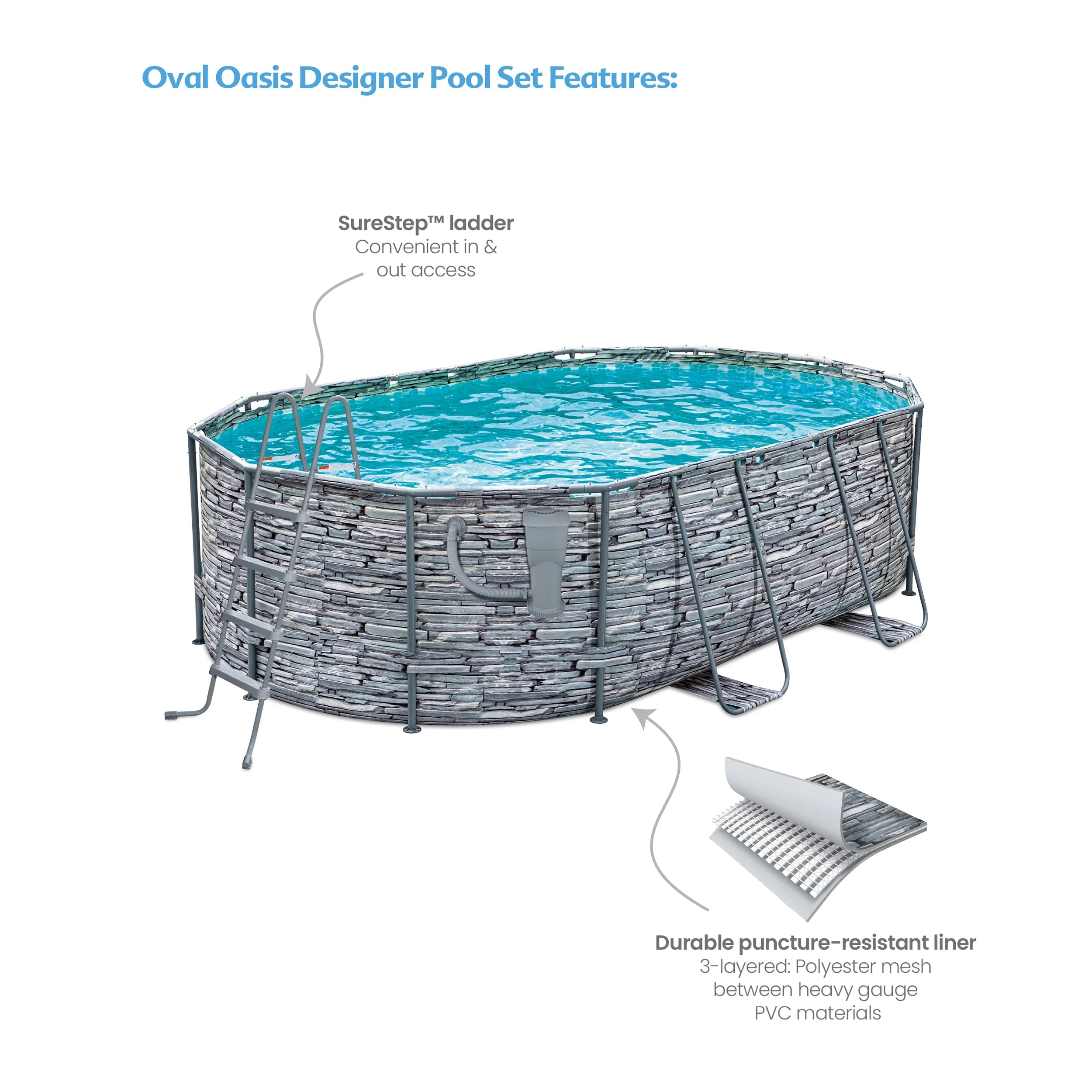 16 ft Oval Above Ground Frame Swimming Pool C194045