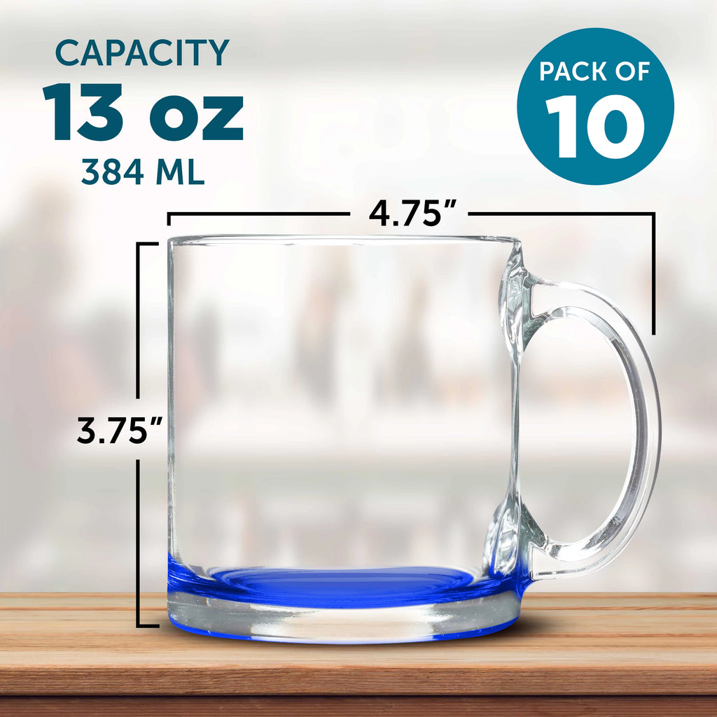 Clear Glass Coffee Mugs 13 oz. Set of 10 V5427