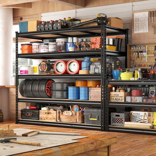 48" W x 72" H x 24" D 5 Tier Heavy Duty Garage Shelving R3664