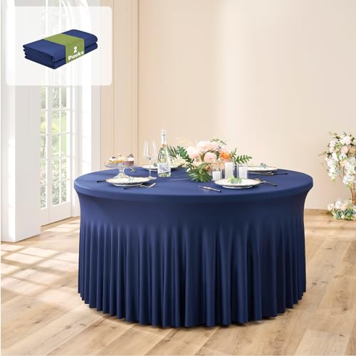 6 Pack 5FT Round Black Stretchable Spandex Tablecloth I95639