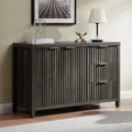 Black Oak Buffet Sideboard Storage Cabinet with Drawer and Doors E84898