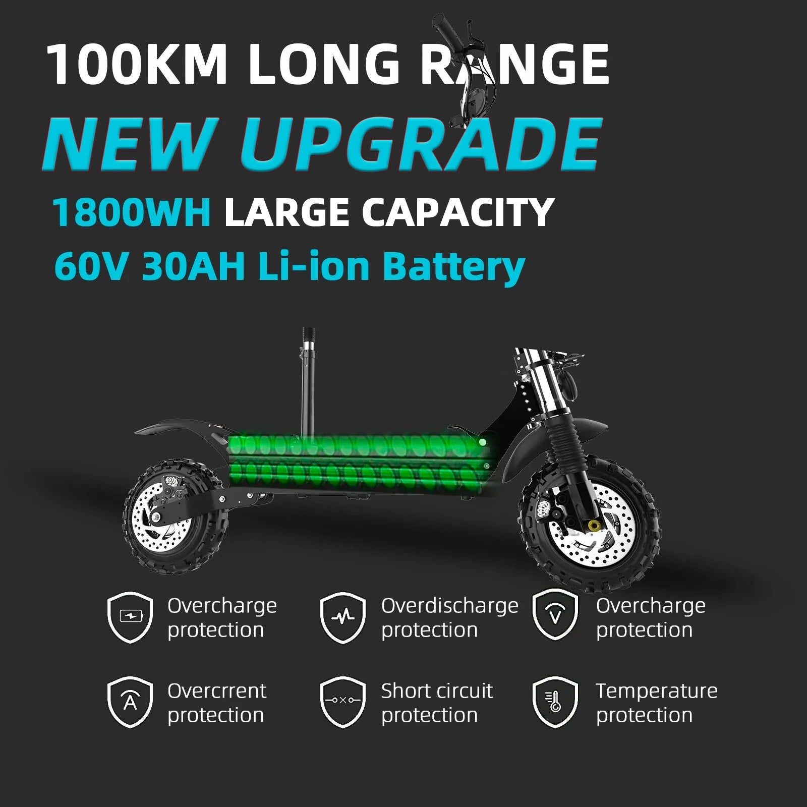 Dual Motor Electric Scooter with Seat, 60V 5600W, 11 inch Off-Road Tire E86627