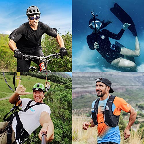 Small Action Camera, 1 oz, Waterproof, with Charge Case and Wearable Camera Accessories D60646
