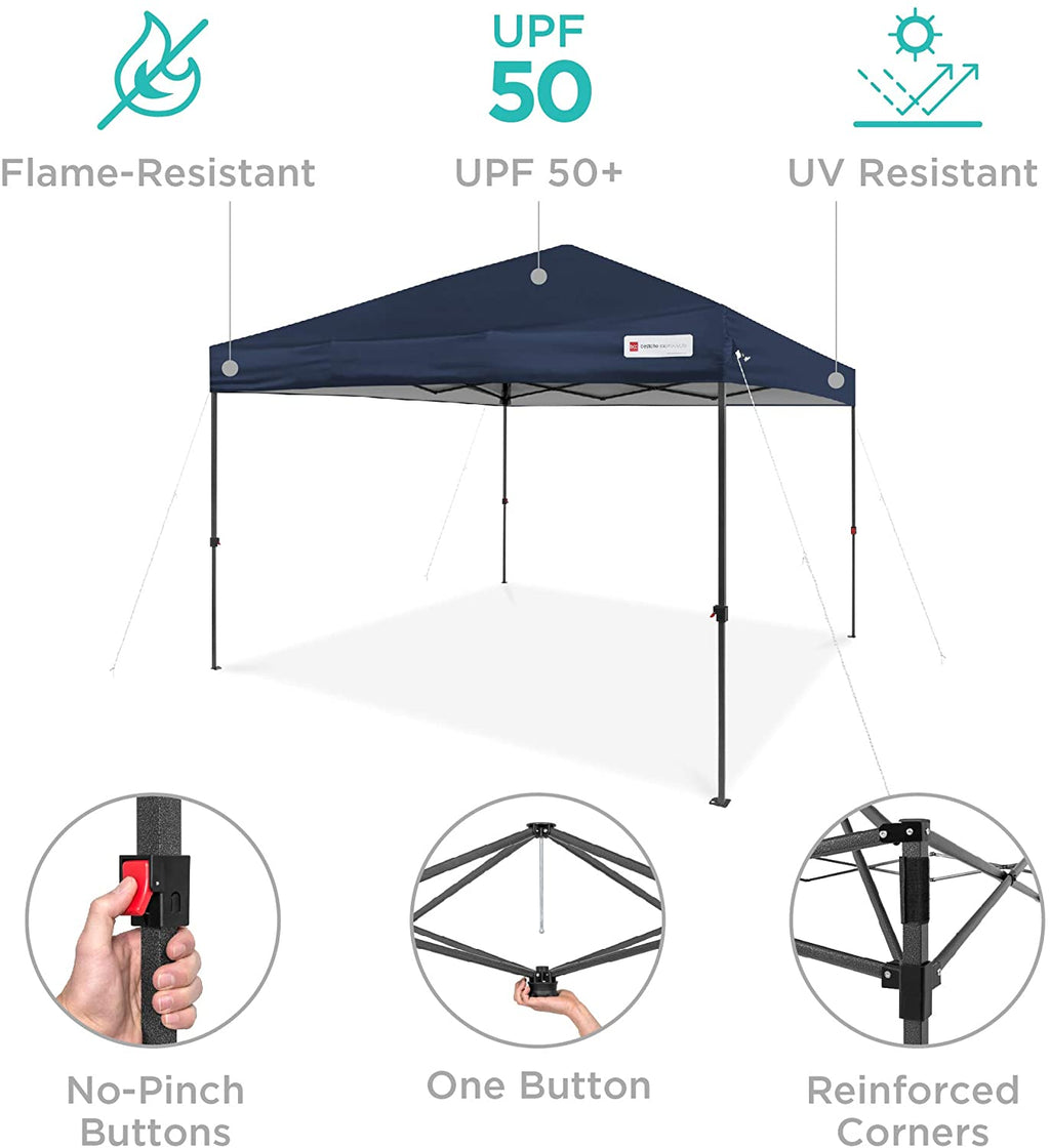 Blue 10x10ft Pop Up Canopy Tent with Wheeled Carry Case Y5825