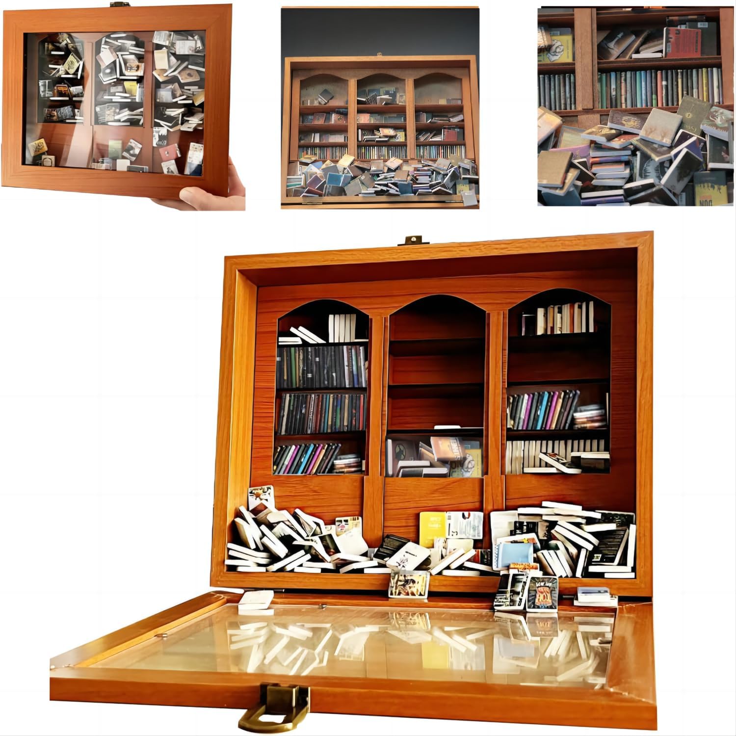 Miniature Book Library with 200PCS Mini Bookshelf I195