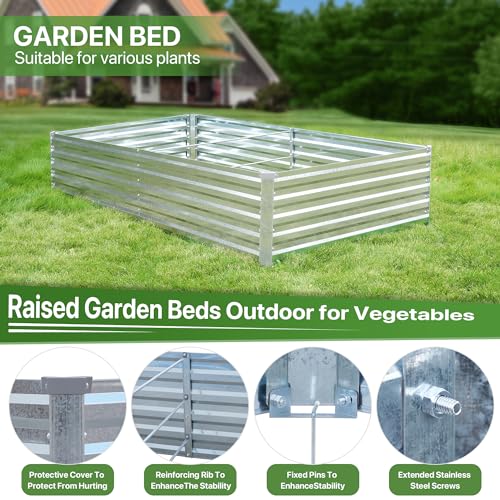 Galvanized Raised Garden Bed 8x4x1.5FT Metal Deep Planter B597