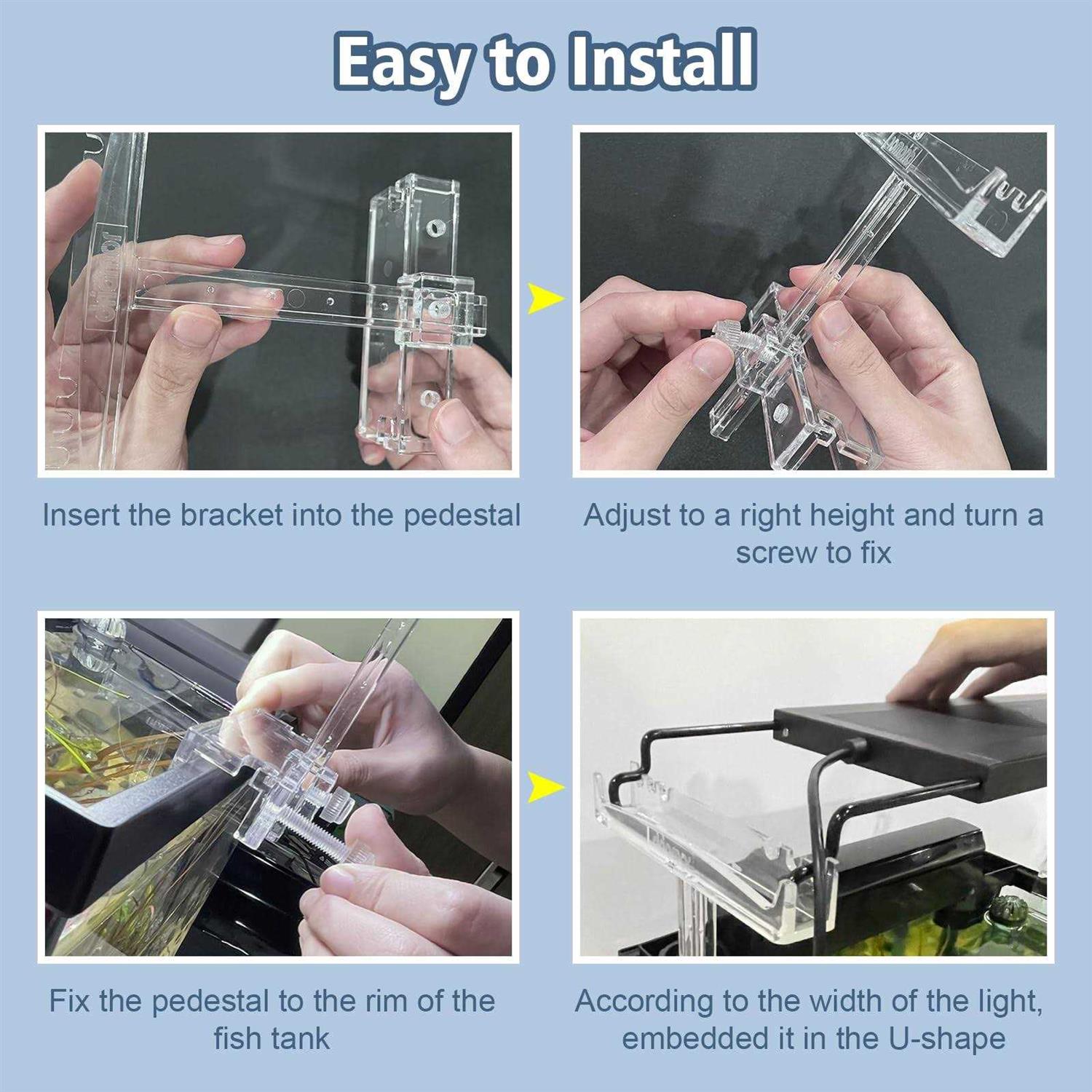 2pcs Clear Acrylic Aquarium Light Stand K128473