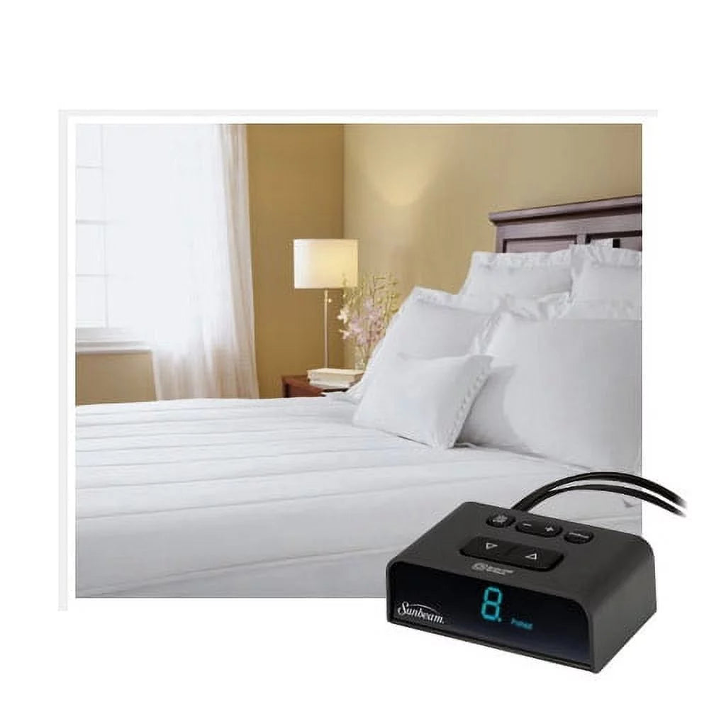 White Full Heated Mattress Pad C8018