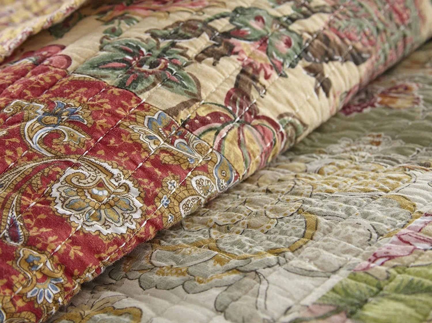 5-Piece Floral Patchwork Reversible 100% Cotton Quilted Daybed Set K9728