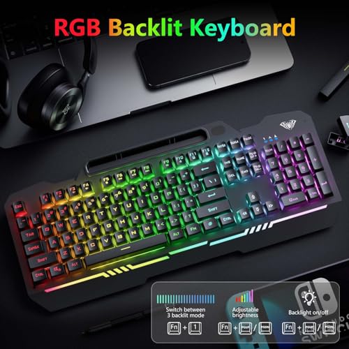 Gaming Keyboard and Mouse Combo with RGB Backlit, All-Metal Panel, Anti-Ghosting, USB Wired E96833