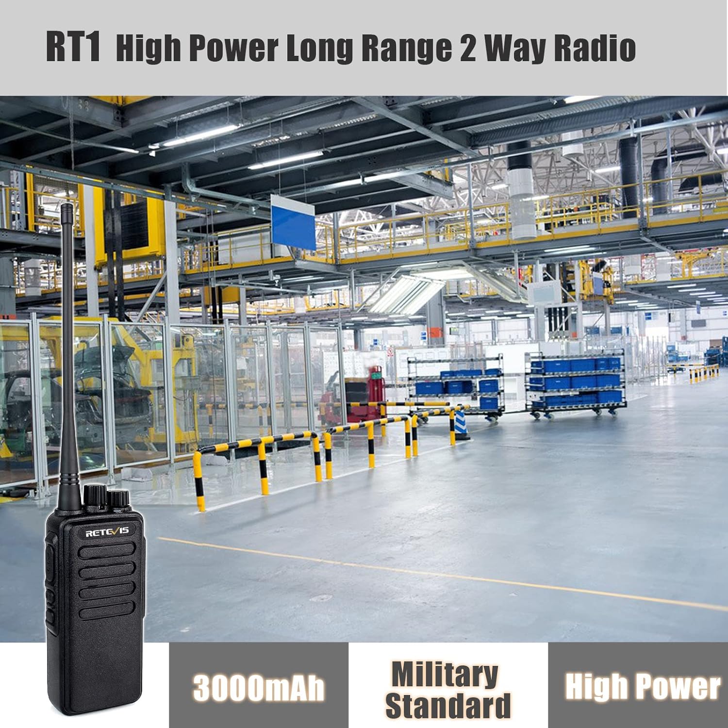 4 Pack Long Range Heavy Duty 2 Way Radio with 3000mAh Rechargeable E5900