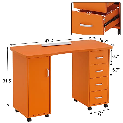 White Nail Table with 4 Drawers A17025