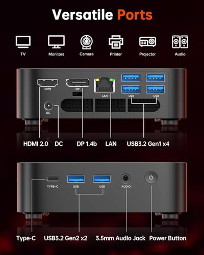 Mini PC Gaming, AMD Ryzen 5 7430U, 16GB DDR4 512GB SSD, 4K Triple Display WiFi6 BT5.2 D284