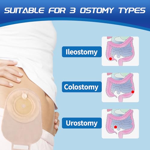 20 Pack Individually Packaged One-Piece Drainable Ostomy Bags with Closure, Cut-to-Fit, Max 65mm U27129