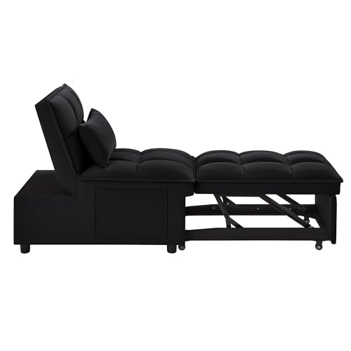 Velvet Single Sofa Bed with Storage Pockets and 2 Pillows E21652