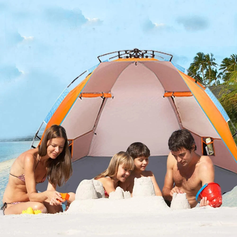 X-Large 4 Person Pop Up Beach Tent with Carry Bag, Orange E626