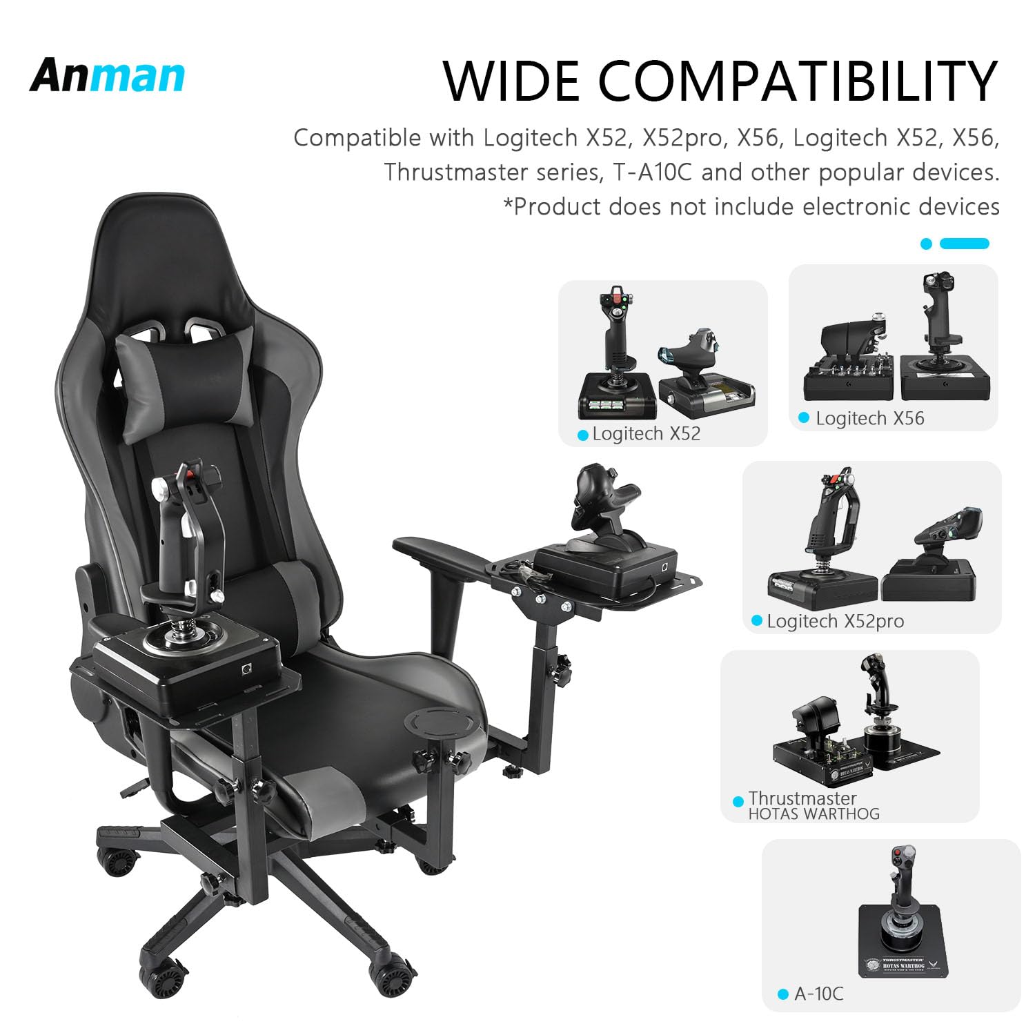 Multifunctional Flight Racing Simulator Cockpit Joystick Mount with Chair O995448