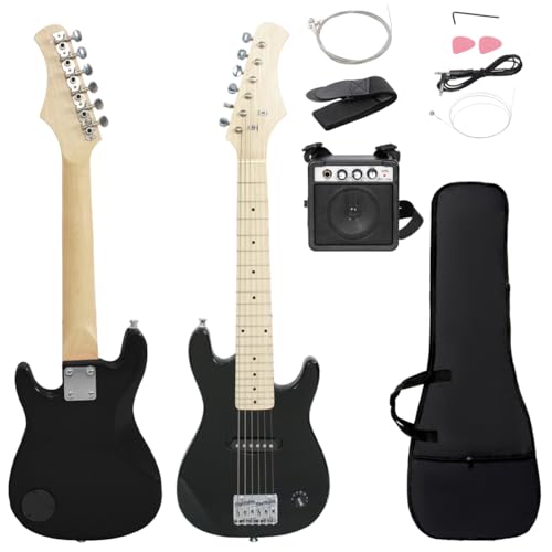 30" Black Beginner Electric Guitar with 5W Amp and Guitar Bag R45631