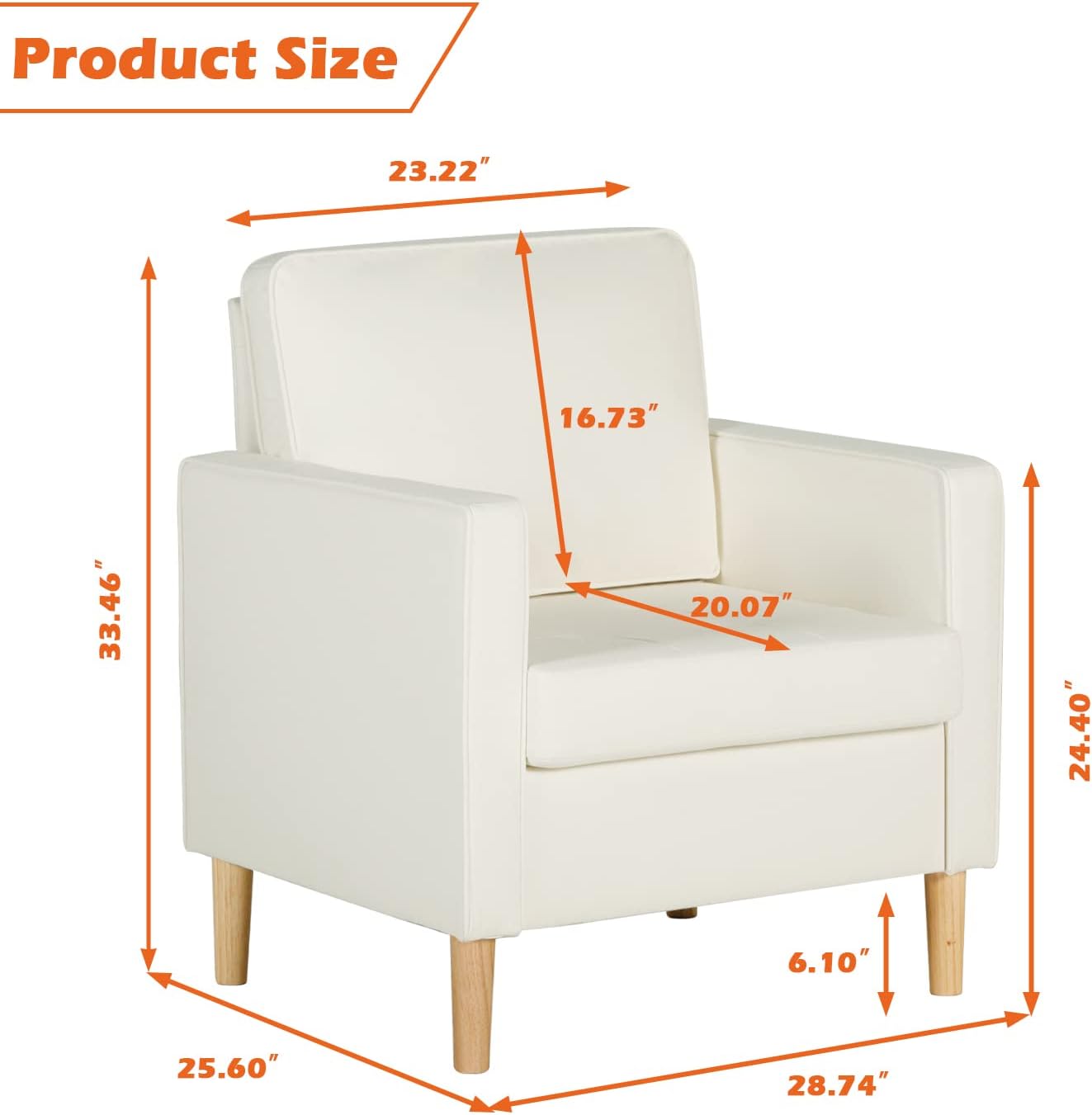 Cream White Faux Leather Single Sofa Chair C32099