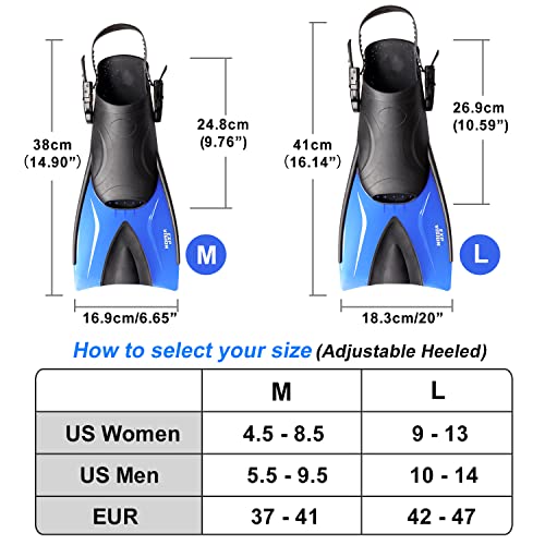 Snorkel Set, Diving Mask, Dry Top Snorkel, Dive Flippers Kit with Travel Bag B3802