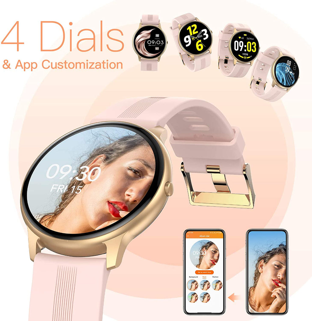 Smart Watch 1.3'' Full Touch Fitness Tracker IP68 Waterproof Bluetooth Round Sports Smartwatch with Heart Rate Monitor T2277