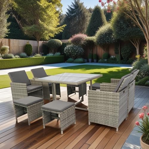 5 Piece PE Rattan Outdoor Sectional Furniture Set with Cushions and Coffee Table S6176
