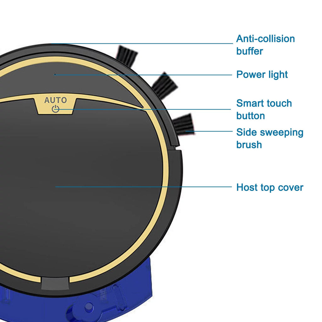 15W Rechargeable Black Robot Vacuum Cleaner 3in1 A141939