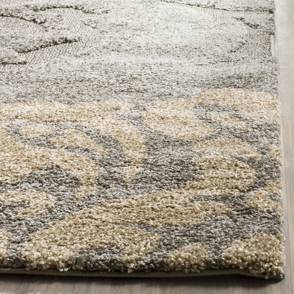 Grey & Beige Floral Area Rug, 8'6" x 12', 1.2-inch Thick L10080
