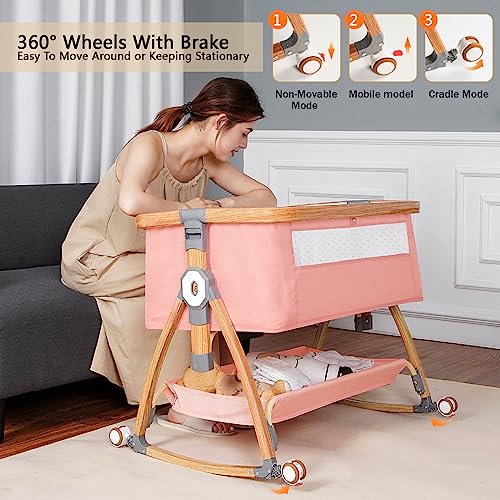 Light Grey 6 Height Adjustable Bassinet with Wheels and Mosquito Net S59397