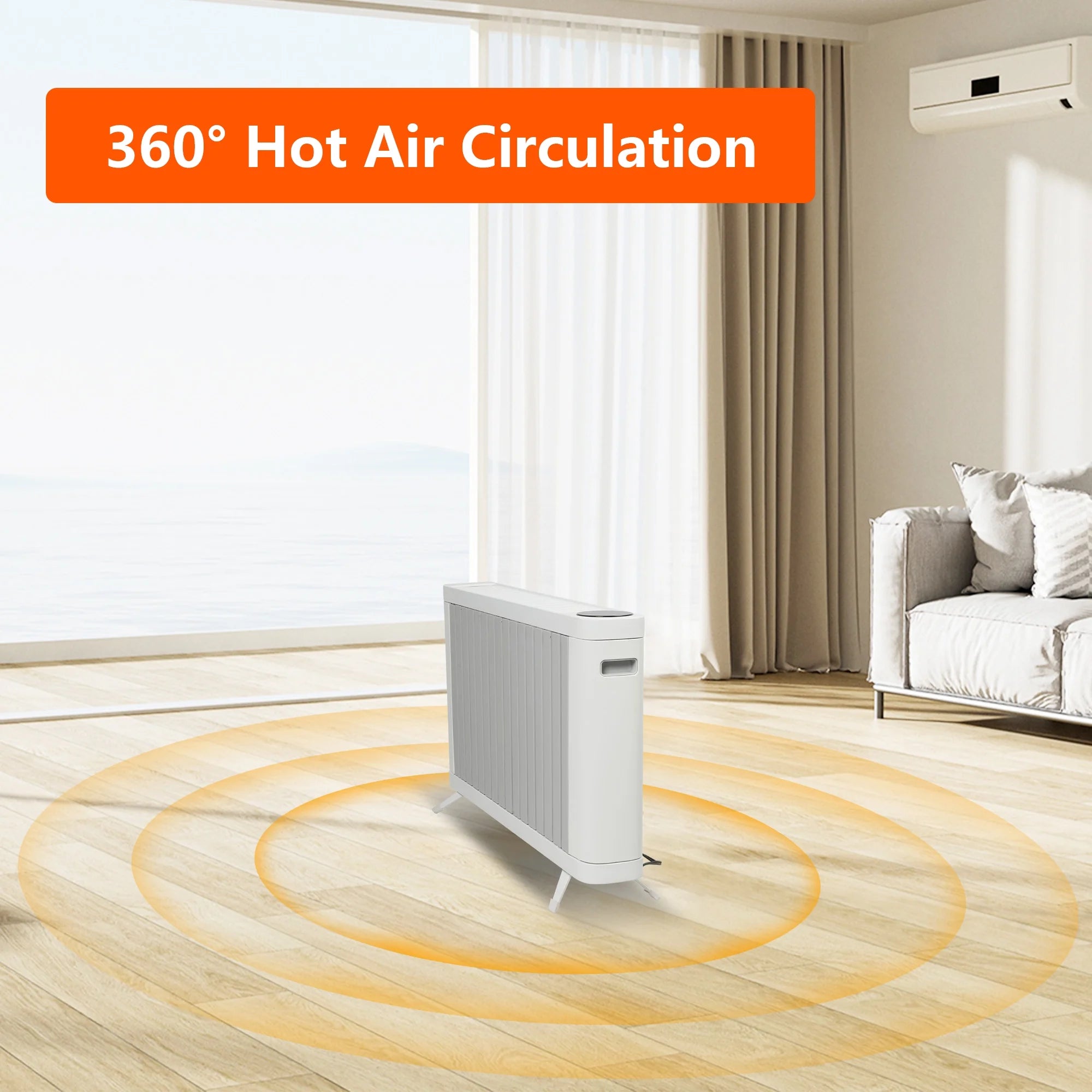 1500W Smart Radiator Space Heater with 3 Heating Modes, Adjustable Thermostat, 0-12h Timer I7434