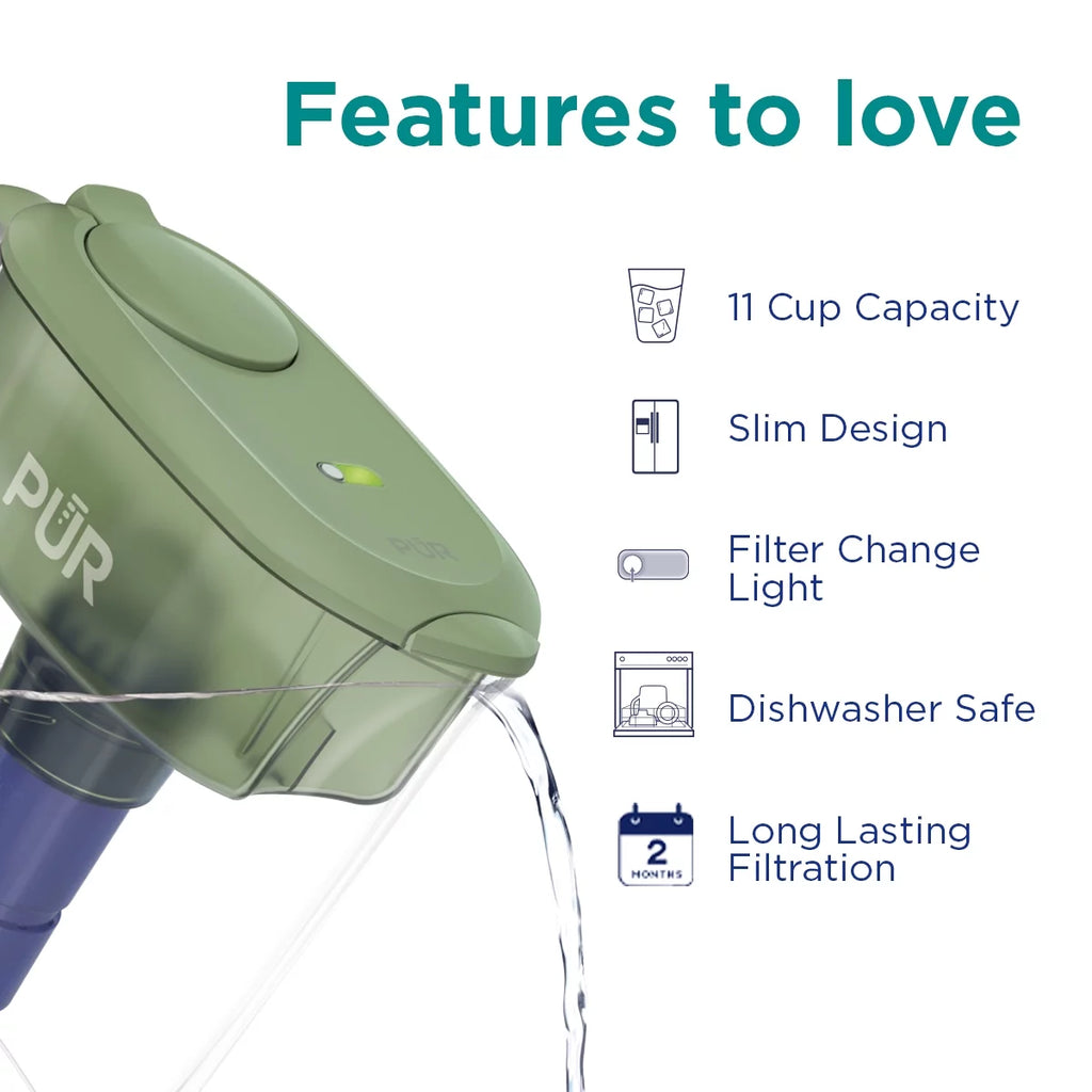 11 Cup Water Pitcher Filtration System, Sage I7676