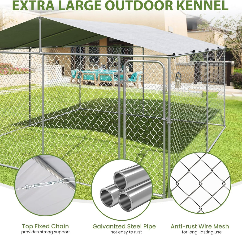 Extra Large Outdoor Dog Kennel with Roof and Lockable Door O64099