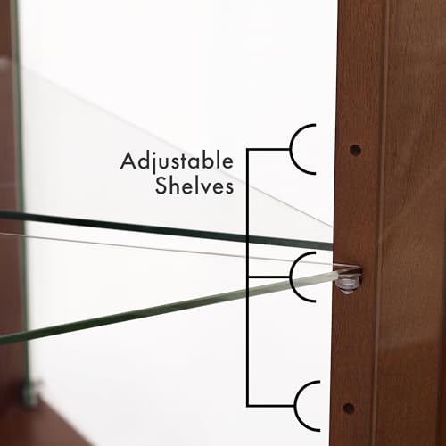 Walnut Glass Corner Curio Cabinet with Lights Z25335