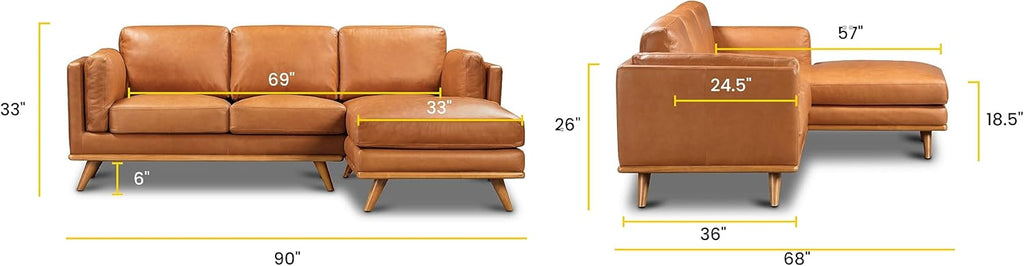 Saddle Tan Right-Facing Sofa Sectional, 90 inches D941073
