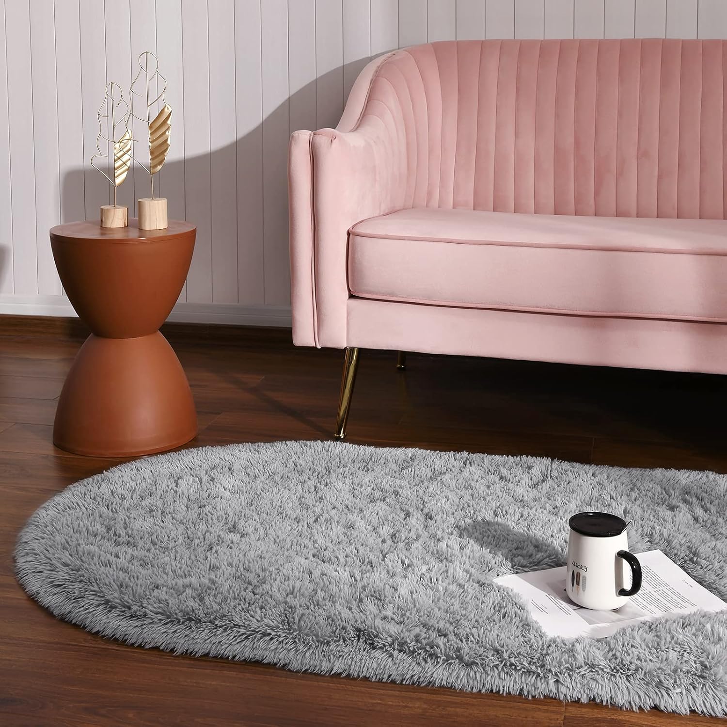 Grey & Rainbow Shag Oval Area Rug Set of 2 I4084