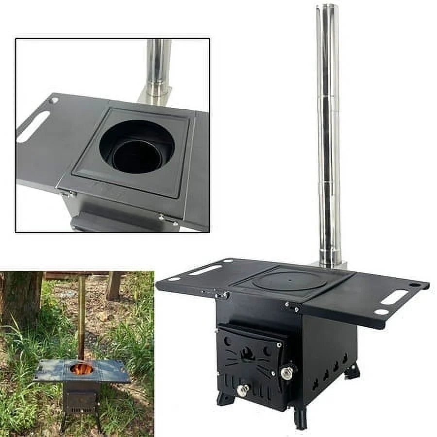 Portable Wood Burning Camping Stove with Chimney Pipe H4855