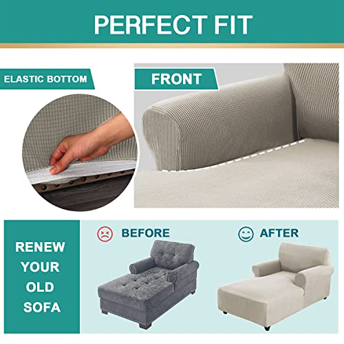 Chaise Lounge Slipcover, Jacquard Stretch, Double Arm, Machine Washable K5054