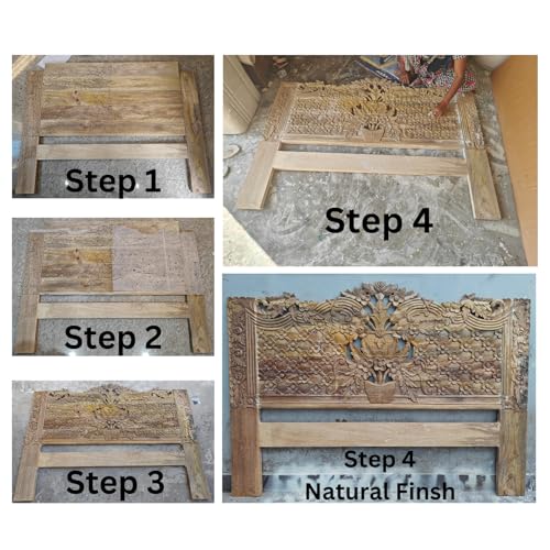 Queen Engineered Wood Headboard Black Gold Antique O778
