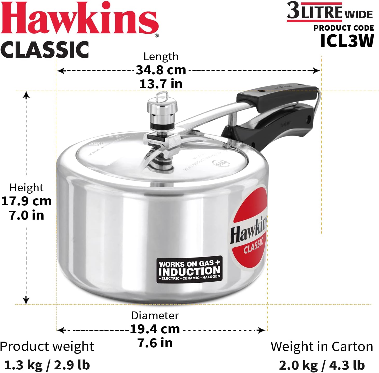 3 liter aluminum pressure cooker H5667