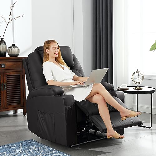 Brown PU Leather Power Recliner Chair with Heat and Massage J683